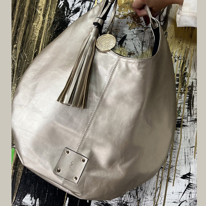 Bolso Hobo Plata grande